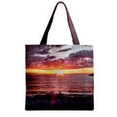 Tropical Sunset Zipper Grocery Tote Bag by StarvingArtisan