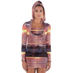 Tropical Sunset Long Sleeve Hooded T-shirt by StarvingArtisan