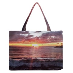 Tropical Sunset Zipper Medium Tote Bag by StarvingArtisan