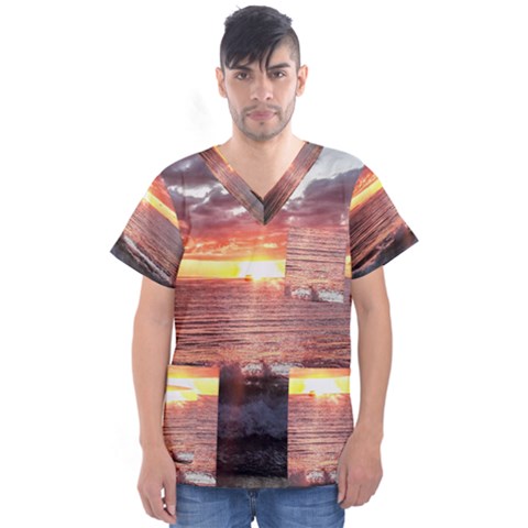 Tropical Sunset Men s V-neck Scrub Top by StarvingArtisan