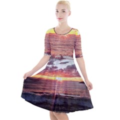 Tropical Sunset Quarter Sleeve A-line Dress by StarvingArtisan