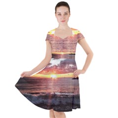 Tropical Sunset Cap Sleeve Midi Dress by StarvingArtisan