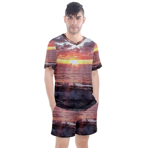 Tropical Sunset Men s Mesh Tee And Shorts Set by StarvingArtisan