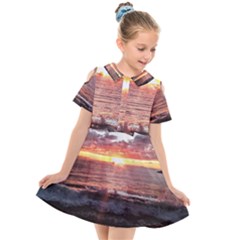 Tropical Sunset Kids  Short Sleeve Shirt Dress by StarvingArtisan