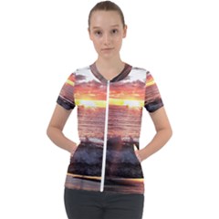 Tropical Sunset Short Sleeve Zip Up Jacket by StarvingArtisan