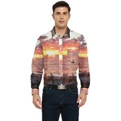 Tropical Sunset Men s Long Sleeve Pocket Shirt  by StarvingArtisan