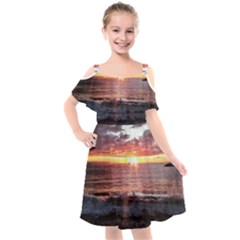 Tropical Sunset Kids  Cut Out Shoulders Chiffon Dress by StarvingArtisan