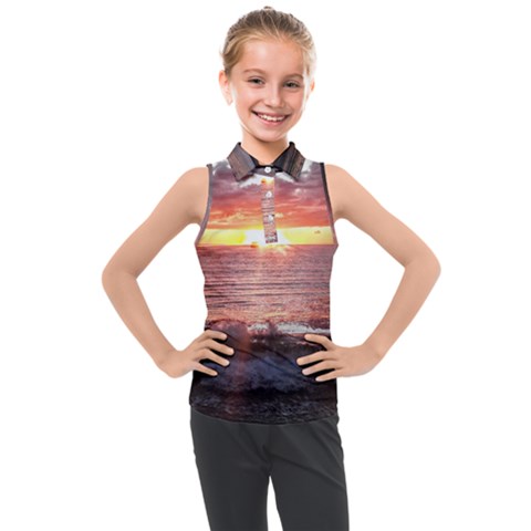 Tropical Sunset Kids  Sleeveless Polo Tee by StarvingArtisan