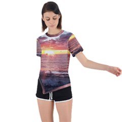 Tropical Sunset Asymmetrical Short Sleeve Sports Tee by StarvingArtisan