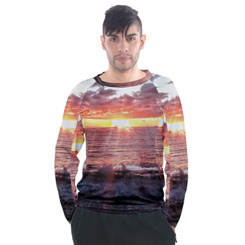 Tropical Sunset Men s Long Sleeve Raglan Tee by StarvingArtisan