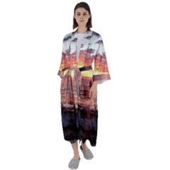 Tropical Sunset Maxi Satin Kimono by StarvingArtisan