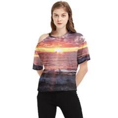 Tropical Sunset One Shoulder Cut Out Tee by StarvingArtisan