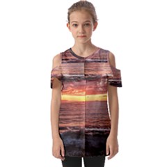 Tropical Sunset Fold Over Open Sleeve Top by StarvingArtisan