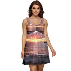 Tropical Sunset Ruffle Strap Babydoll Chiffon Dress