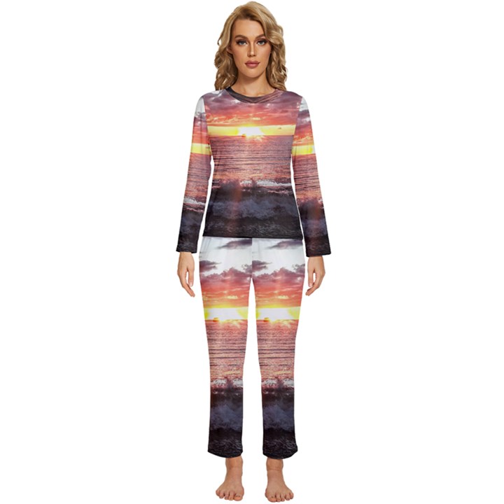 Tropical Sunset Womens  Long Sleeve Lightweight Pajamas Set