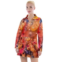 Multicolored Melted Wax Texture Women s Long Sleeve Casual Dress by dflcprintsclothing