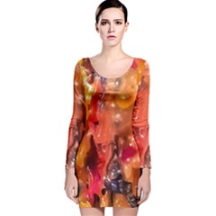 Multicolored Melted Wax Texture Long Sleeve Velvet Bodycon Dress