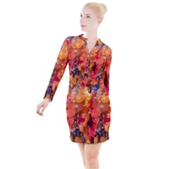 Multicolored Melted Wax Texture Button Long Sleeve Dress by dflcprintsclothing