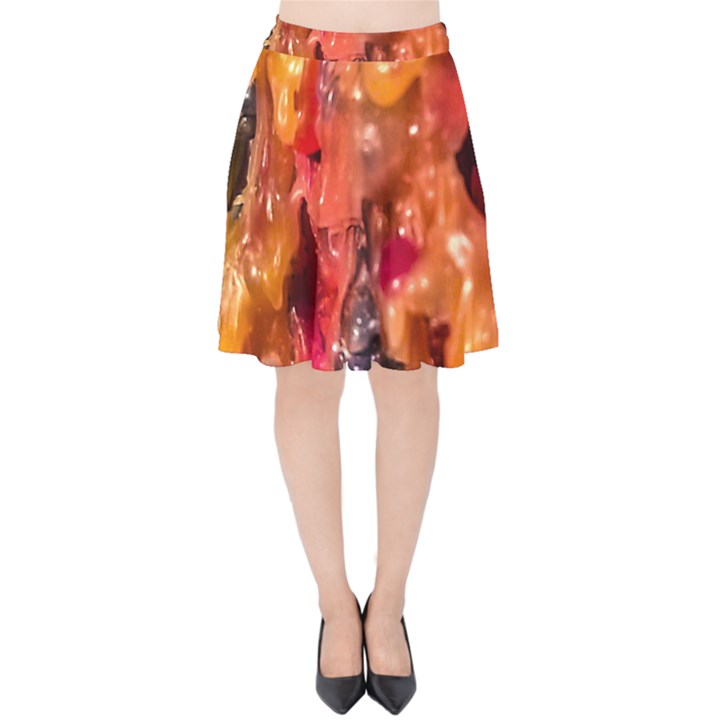 Multicolored Melted Wax Texture Velvet High Waist Skirt