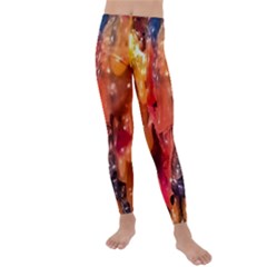 Multicolored Melted Wax Texture Kids  Lightweight Velour Leggings