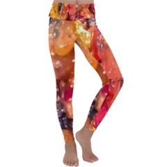 Multicolored Melted Wax Texture Kids  Lightweight Velour Classic Yoga Leggings