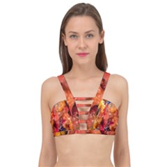 Multicolored Melted Wax Texture Cage Up Bikini Top