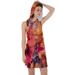 Multicolored Melted Wax Texture Racer Back Hoodie Dress by dflcprintsclothing