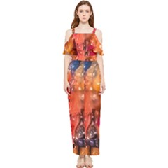 Multicolored Melted Wax Texture Draped Sleeveless Chiffon Jumpsuit by dflcprintsclothing