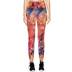 Multicolored Melted Wax Texture Pocket Leggings 