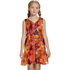 Multicolored Melted Wax Texture Kids  Sleeveless Tiered Mini Dress by dflcprintsclothing