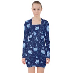 Flower V-neck Bodycon Long Sleeve Dress by zappwaits