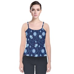 Flower Velvet Spaghetti Strap Top by zappwaits