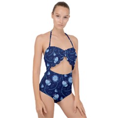 Flower Scallop Top Cut Out Swimsuit by zappwaits