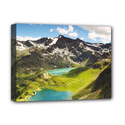 Aerial View Of Mountain And Body Of Water Deluxe Canvas 16  X 12  (stretched)  by danenraven