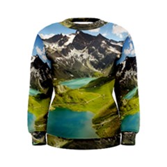 Aerial View Of Mountain And Body Of Water Women s Sweatshirt