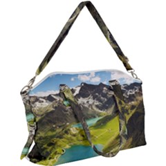 Aerial View Of Mountain And Body Of Water Canvas Crossbody Bag by danenraven