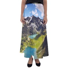 Aerial View Of Mountain And Body Of Water Flared Maxi Skirt by danenraven