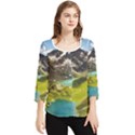 Aerial View Of Mountain And Body Of Water Chiffon Quarter Sleeve Blouse View1