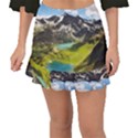 Aerial View Of Mountain And Body Of Water Fishtail Mini Chiffon Skirt View1