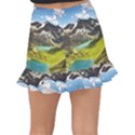 Aerial View Of Mountain And Body Of Water Fishtail Mini Chiffon Skirt View2