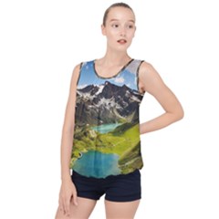 Aerial View Of Mountain And Body Of Water Bubble Hem Chiffon Tank Top by danenraven