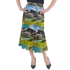 Aerial View Of Mountain And Body Of Water Midi Mermaid Skirt by danenraven