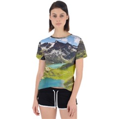 Aerial View Of Mountain And Body Of Water Open Back Sport Tee by danenraven