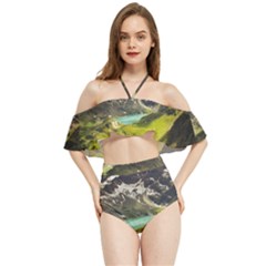 Aerial View Of Mountain And Body Of Water Halter Flowy Bikini Set  by danenraven