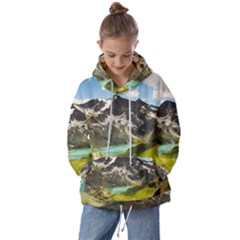 Aerial View Of Mountain And Body Of Water Kids  Oversized Hoodie by danenraven