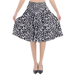 Black Cheetah Skin Flared Midi Skirt by Sparkle