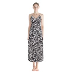 Black Cheetah Skin Button Up Chiffon Maxi Dress by Sparkle