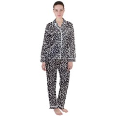 Black Cheetah Skin Women s Long Sleeve Satin Pajamas Set	 by Sparkle