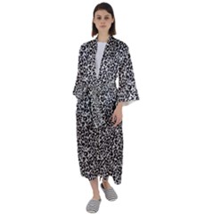 Black Cheetah Skin Maxi Satin Kimono by Sparkle