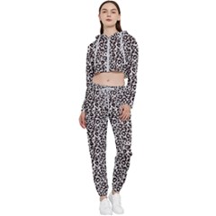 Black Cheetah Skin Cropped Zip Up Lounge Set by Sparkle